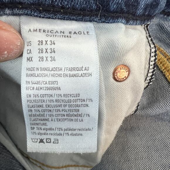 American Eagle Jeans Mens 28x34 Blue Denim Athletic Fit Stretch Skinny Preppy - Picture 10 of 13